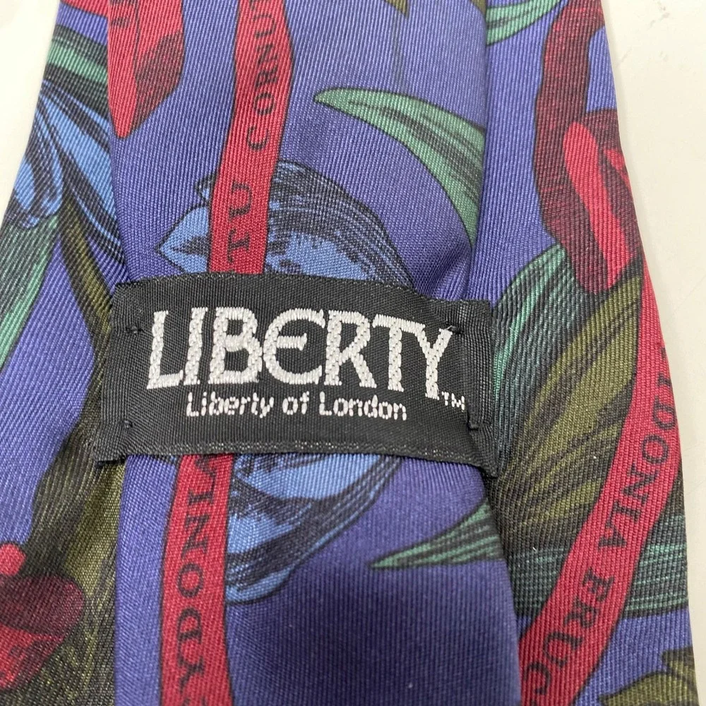Liberty of London Silk Tie Purple Botanical Floral Latin Ribbon Eclectic Grandpa